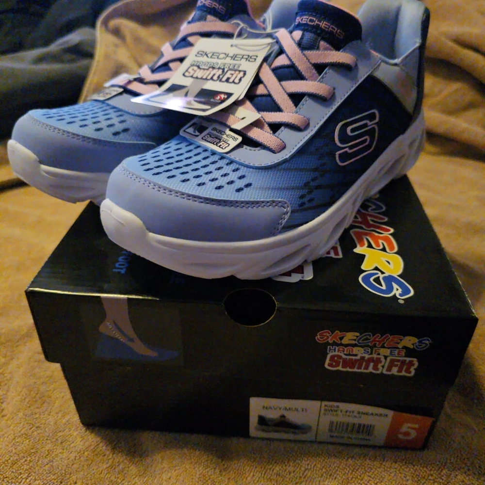 Skechers Kids Blue and Pink Sneakers